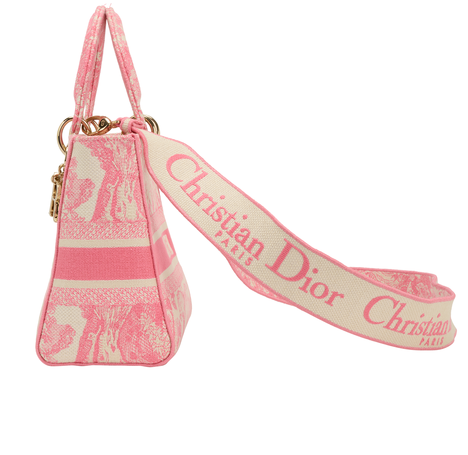Medium Toile de Jouy Lady D-Lite, &pound;1,800, Handbags, Pink, Canvas, Bottom view